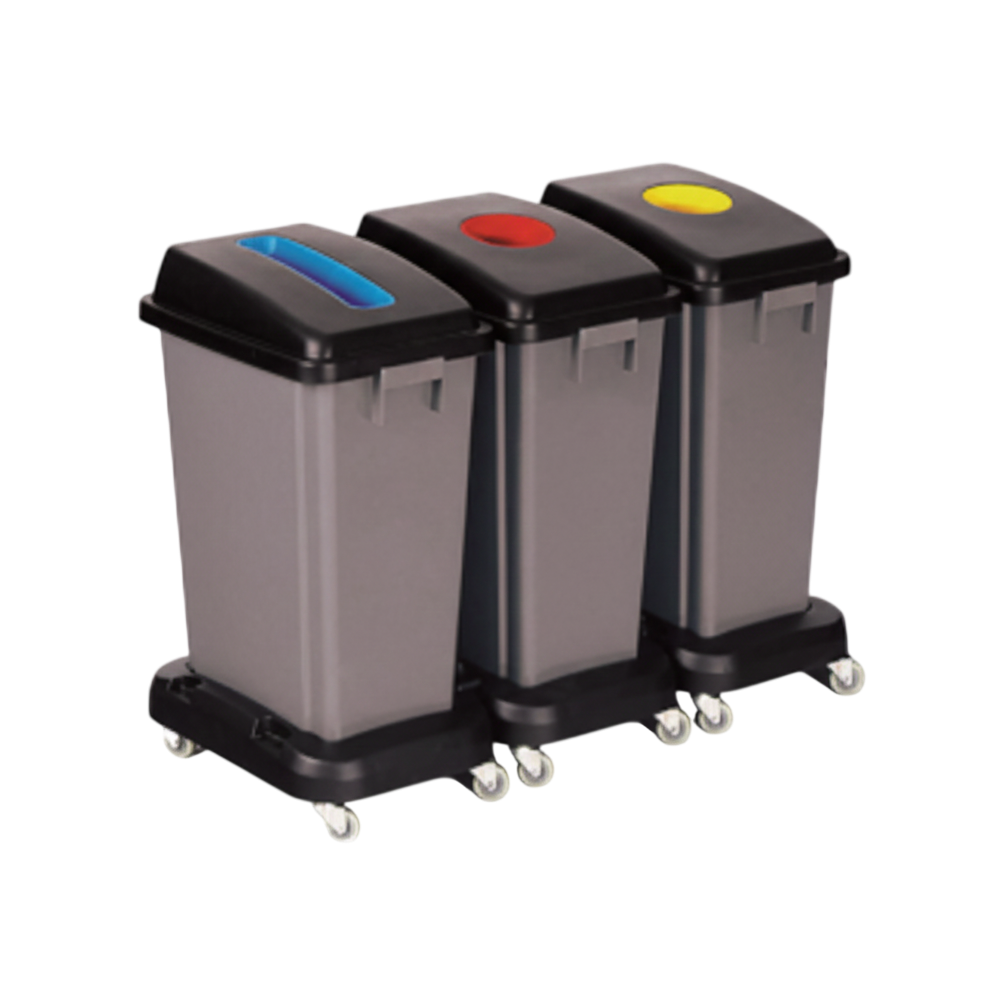 Set de 3 bac recyclage 60 L à roulettes - Pongal