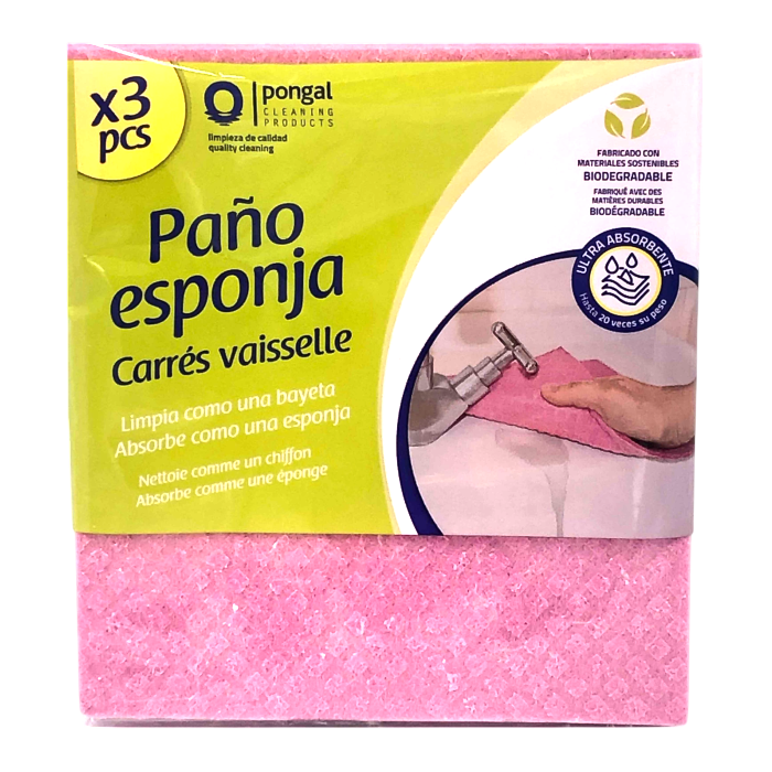Lot de 3 éponges en tissus 18x20 cm - Pongal