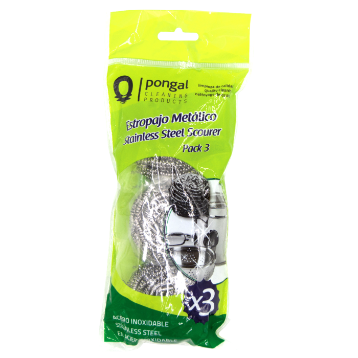 Lot de 3 spirales de nettoyage en acier 18 g - Pongal