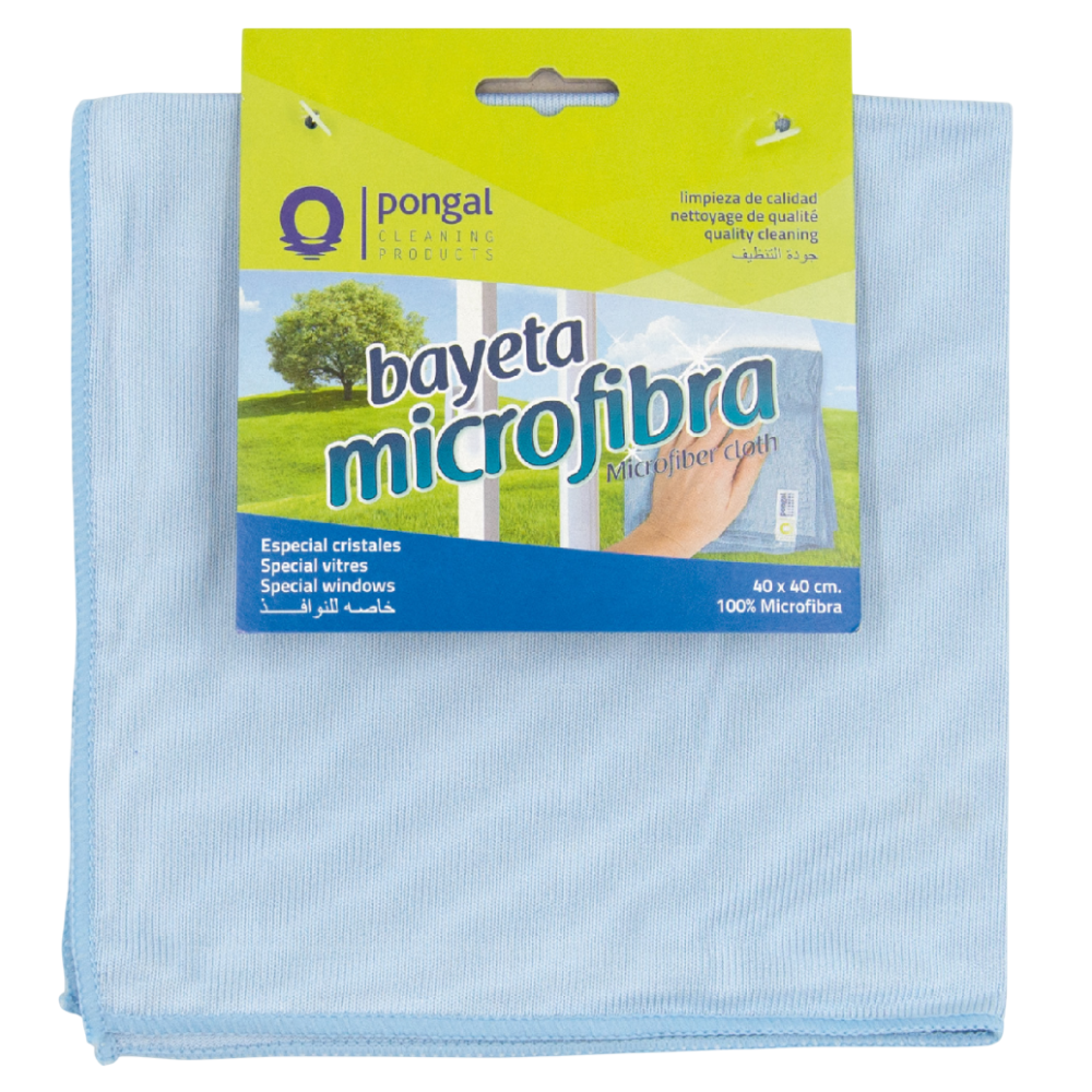 Lavette microfibre fenêtre 40x40 bleu - Pongal