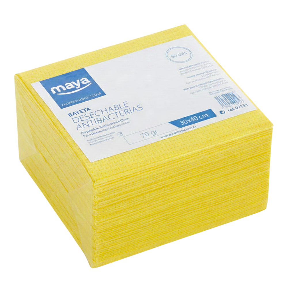 Chiffon à usage unique 30x40 cm 70 g/m² jaune - Maya